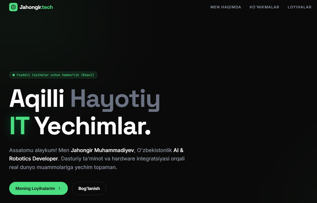 Dasturchi partfoliya websayti